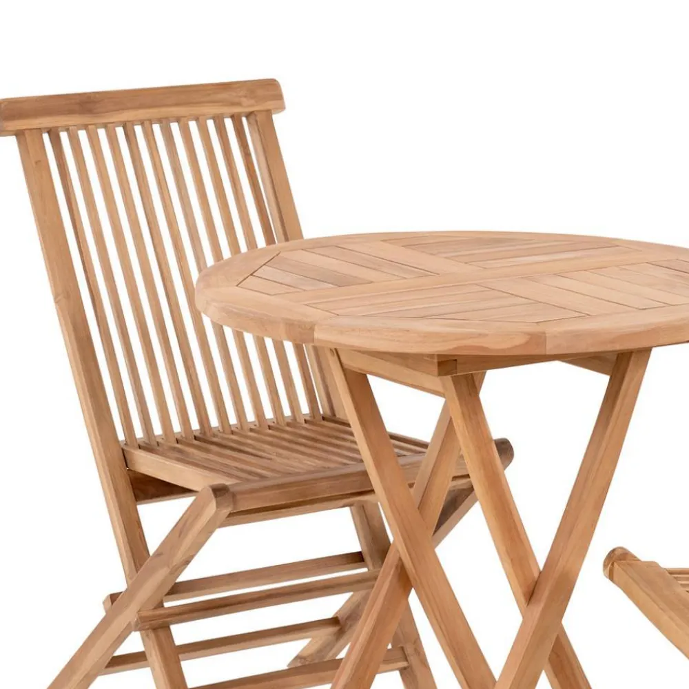 Wohnen Sitzgruppe<Balkon Tischgruppe aus Teak Massivholz - Senvelita (dreiteilig)
