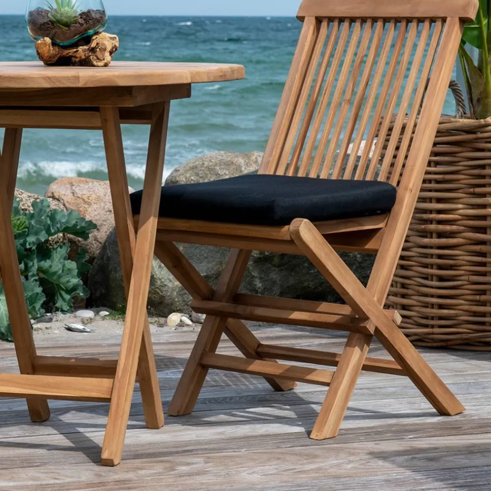 Wohnen Sitzgruppe<Balkon Tischgruppe aus Teak Massivholz - Senvelita (dreiteilig)