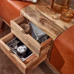 Wohnen Sitzbank<Bank in Turnbock Optik aus braunem Leder - Maestoso