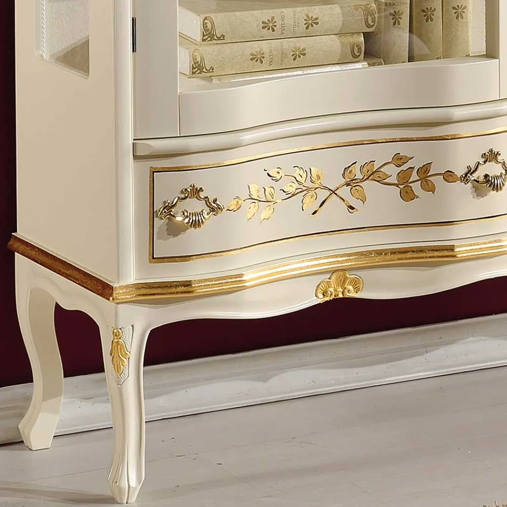 Wohnen Highboards|Vitrinen<Barock Design Vitrine in Weiß & Gold - Iviada