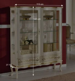 Wohnen Highboards|Vitrinen<Barock Design Vitrine in Weiß & Gold - Iviada