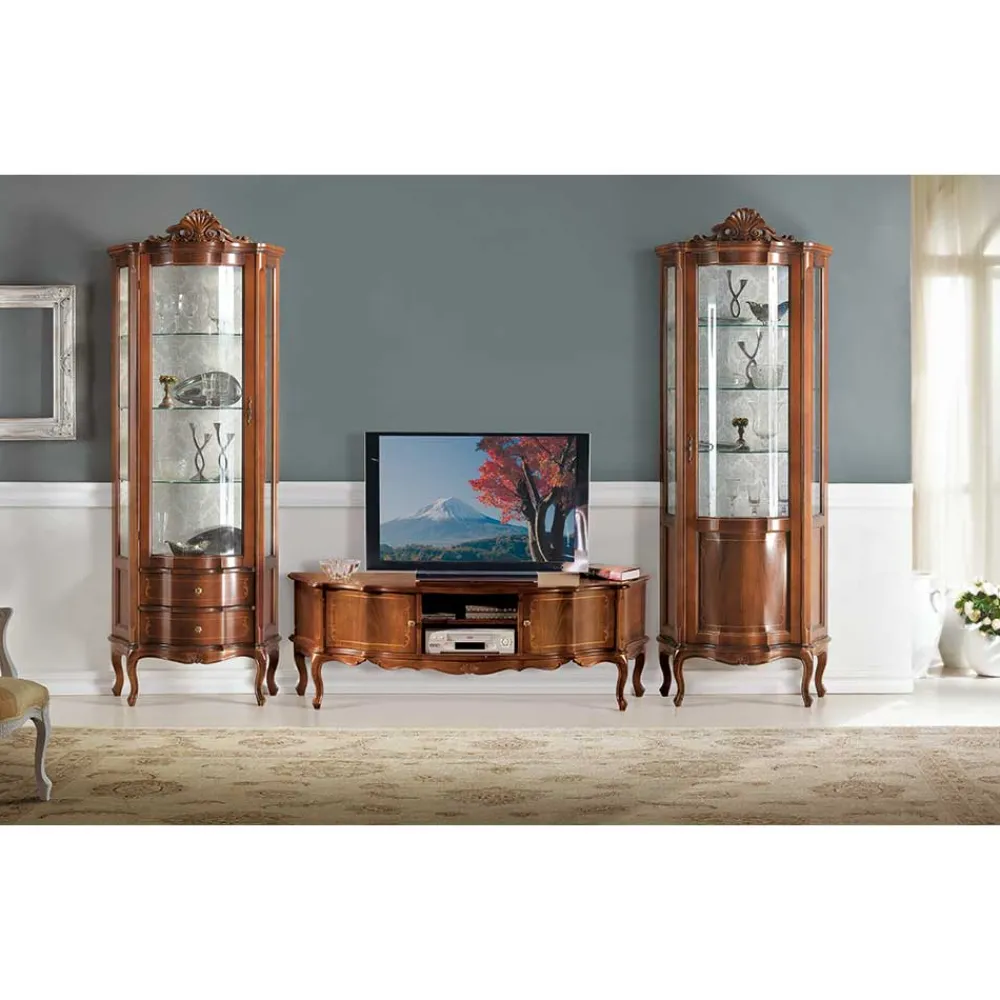 Wohnen Tv & Hifi-Möbel|Lowboards<Barock Lowboard für Fernseher Dentro in Nussbaumfarben