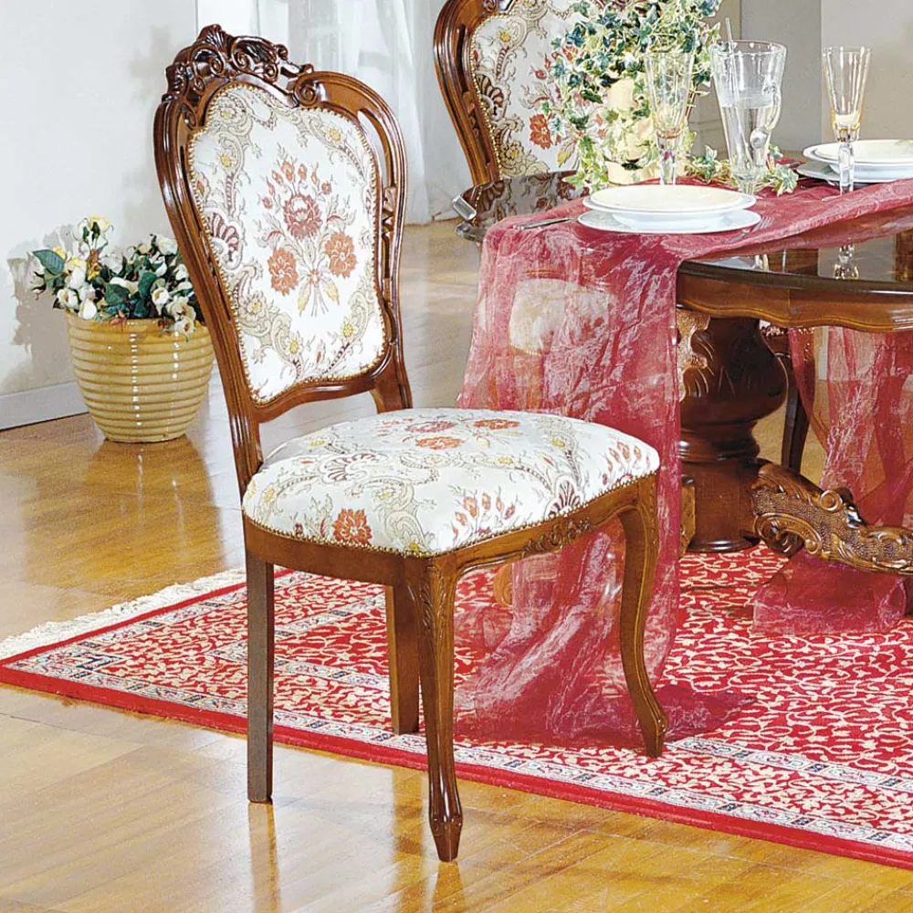 Wohnen Stühle<Barock Polsterstuhl mit Blumen Muster Magari mit Massivholz