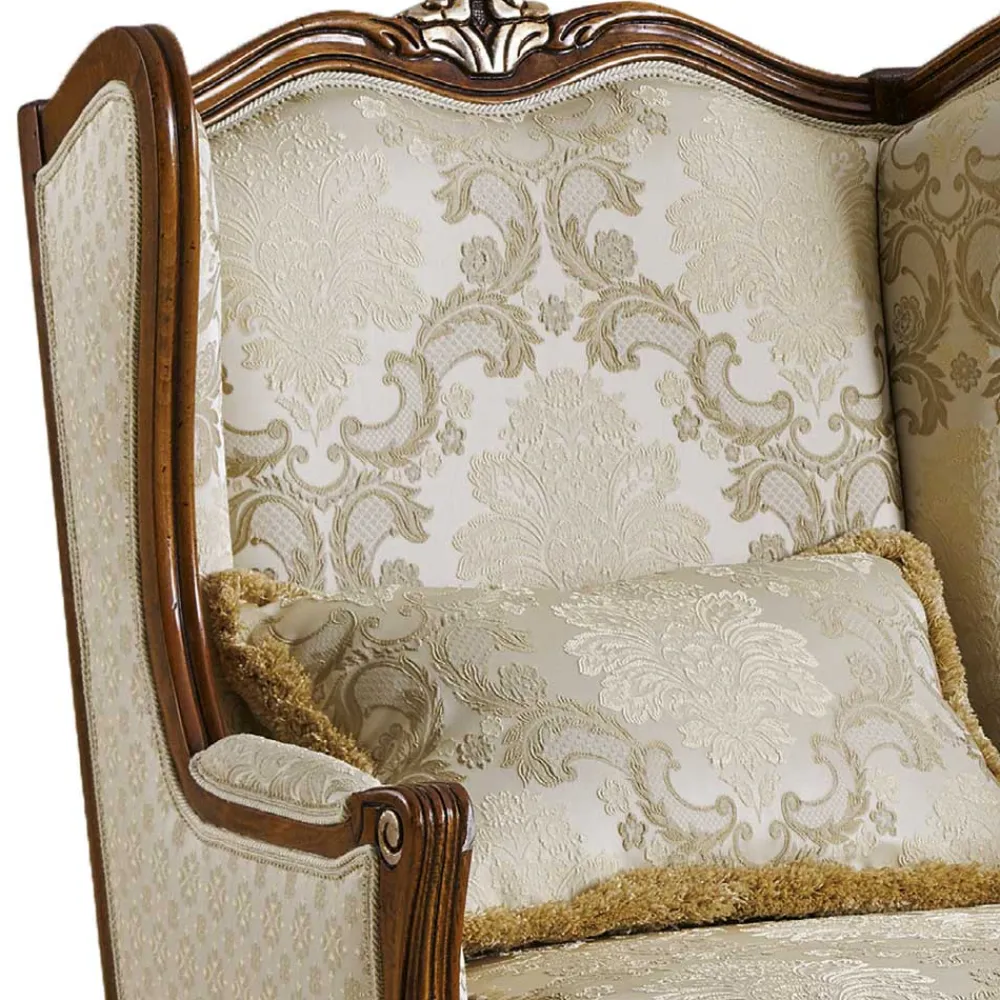 Wohnen Sessel<Barock Sessel in Beige und Creme gemustert - Ranaria