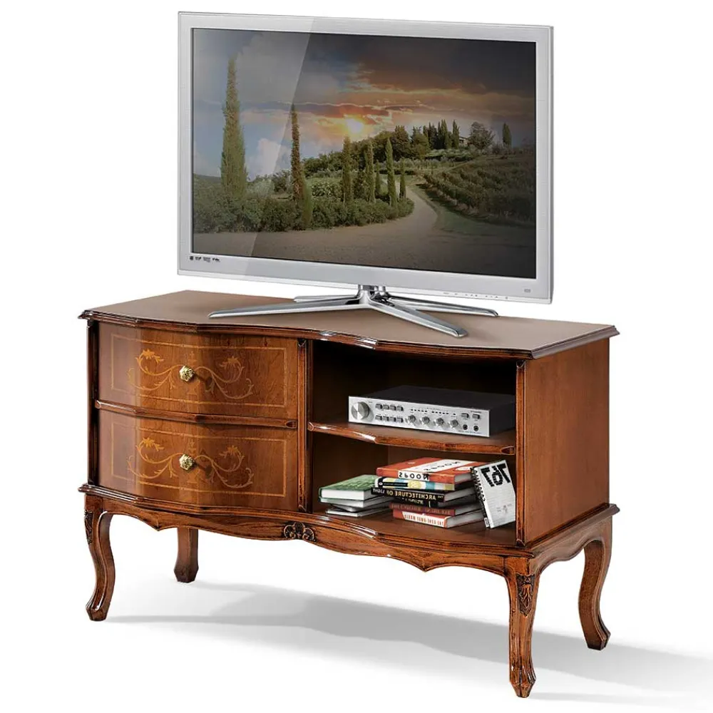 Wohnen Tv & Hifi-Möbel|Lowboards<Barock TV Schrank in Nussbaumfarben - Motiz