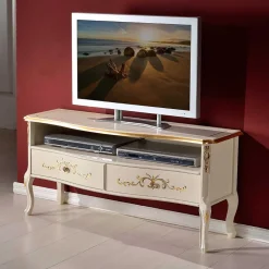 Wohnen Tv & Hifi-Möbel|Lowboards<Barockstil TV Element in Cremeweiß & Gold - Iviada