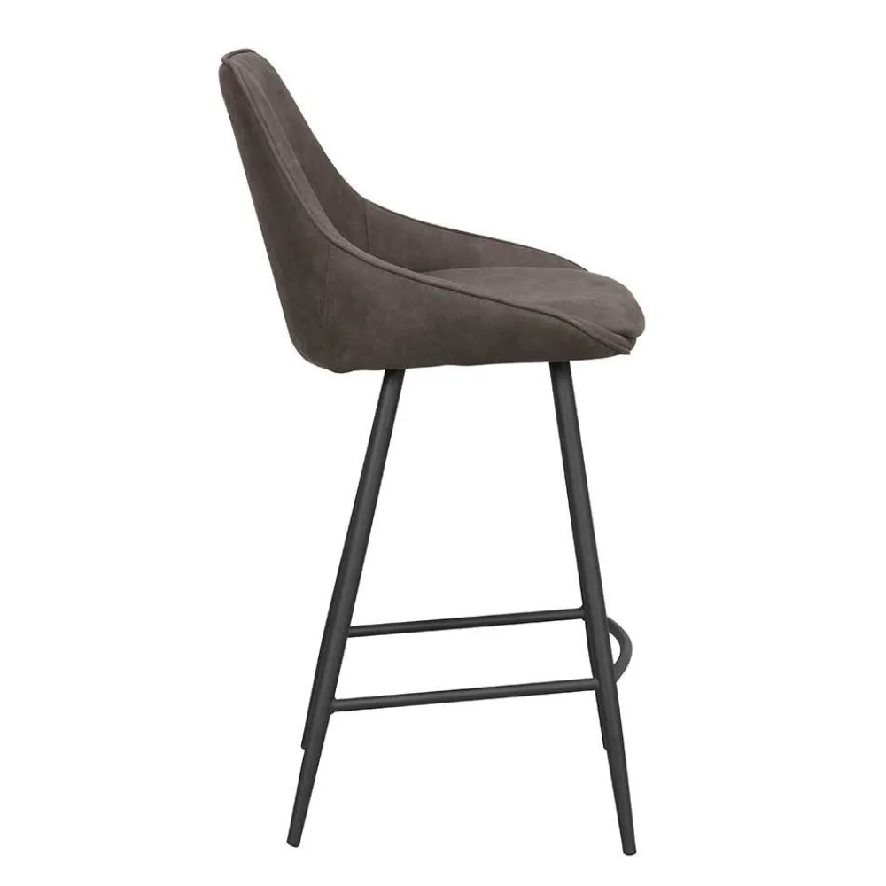 Wohnen Hocker<Barstühle in Dunkelgrau Microfaser - Ireen (2er Set)