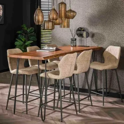 Wohnen Hocker<Barstuhl in Beige Boucle - Maja (2er Set)