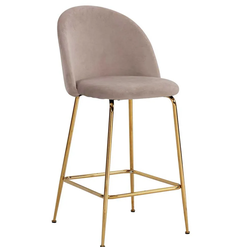 Wohnen Hocker|Stühle<Barstuhl in Beige und Gold - Furcios (2er Set)