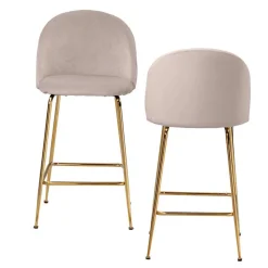 Wohnen Hocker|Stühle<Barstuhl in Beige und Gold - Furcios (2er Set)
