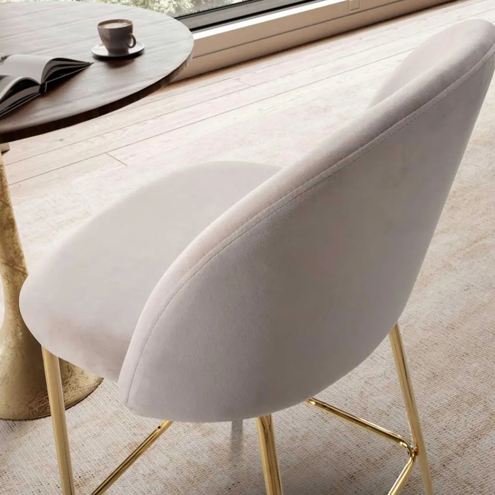 Wohnen Hocker|Stühle<Barstuhl in Beige und Gold - Furcios (2er Set)