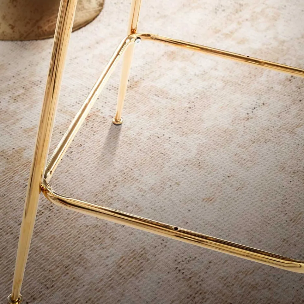 Wohnen Hocker|Stühle<Barstuhl in Beige und Gold - Furcios (2er Set)