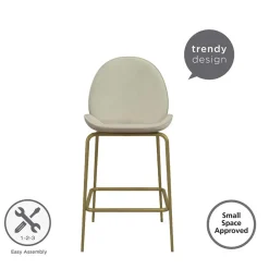 Wohnen Hocker|Stühle<Barstuhl in Creme mit Messing - Rucia