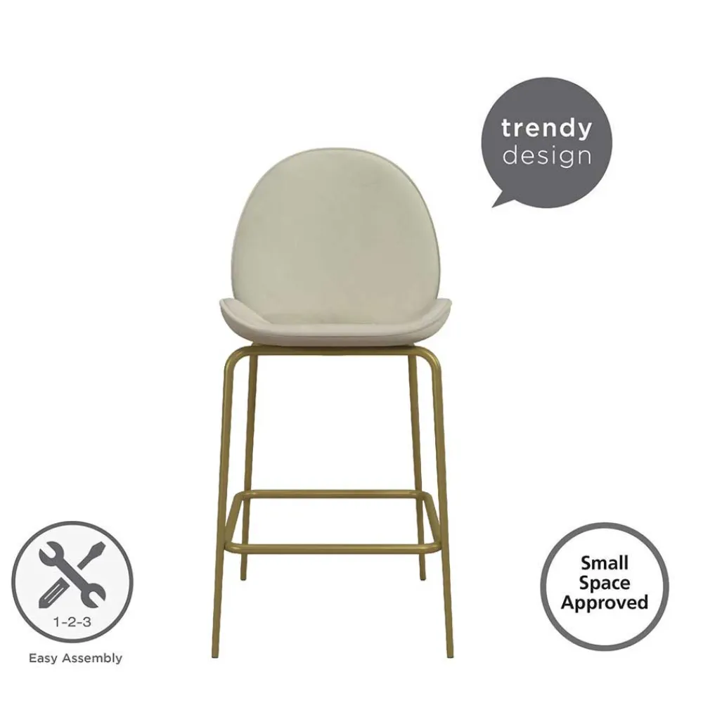Wohnen Hocker|Stühle<Barstuhl in Creme mit Messing - Rucia