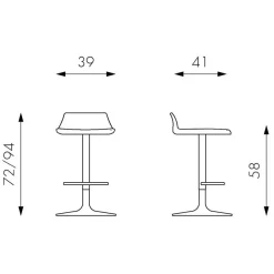 Wohnen Hocker<Barstuhl mit Kunststoffsitz in Schwarz Nomati höhenverstellbar