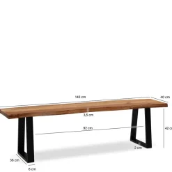 Wohnen Sitzbank<Baumkanten Küchenbank mit Trapezbeinen - Pafigona