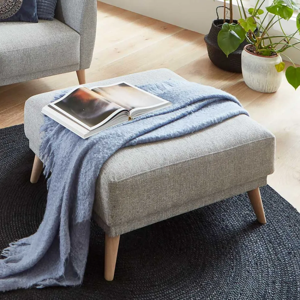 Wohnen Hocker<Beistellhocker aus Strukturstoff Grau - Lyanez