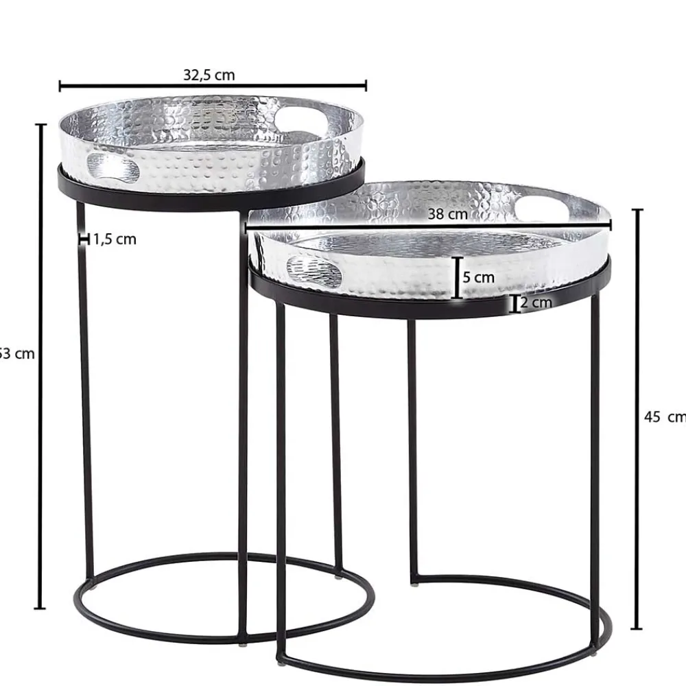 Wohnen Tische<Beistelltische mit Tabletts in Silber - Makimona (zweiteilig)