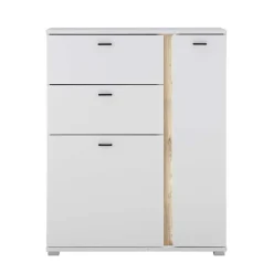 Wohnen Highboards<Beleuchtetes Sideboard in Weiß mit Wildeiche - Racelyn