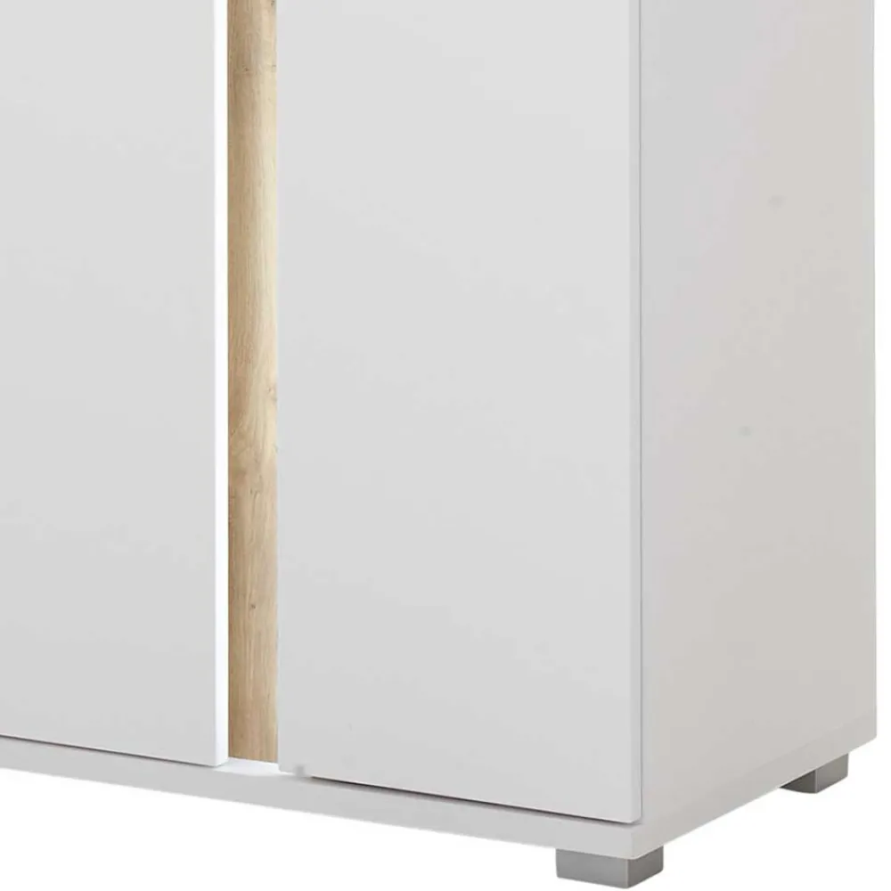 Wohnen Highboards<Beleuchtetes Sideboard in Weiß mit Wildeiche - Racelyn
