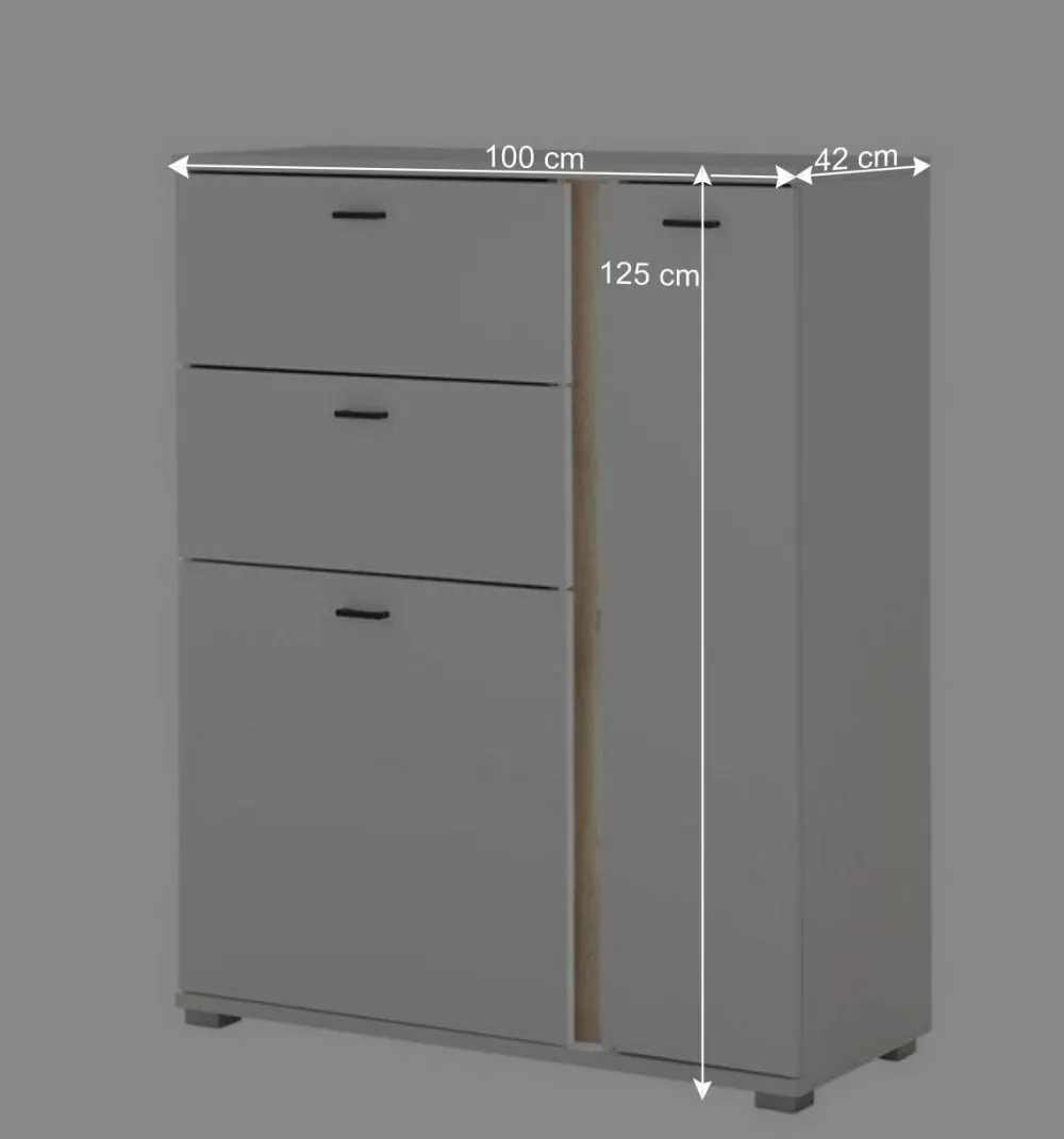 Wohnen Highboards<Beleuchtetes Sideboard in Weiß mit Wildeiche - Racelyn