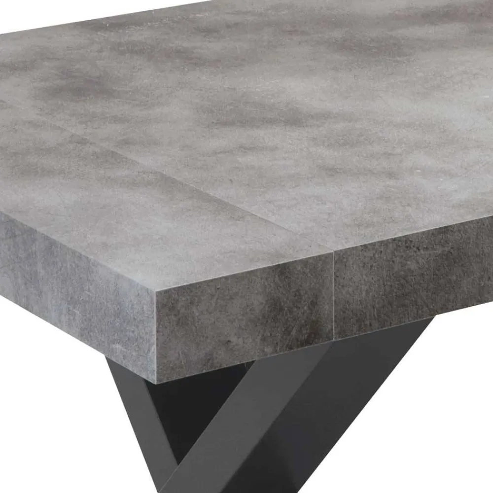 Wohnen Tische<Betonoptik Ausziehtisch mit zwei Einlegeplatten - Relisa