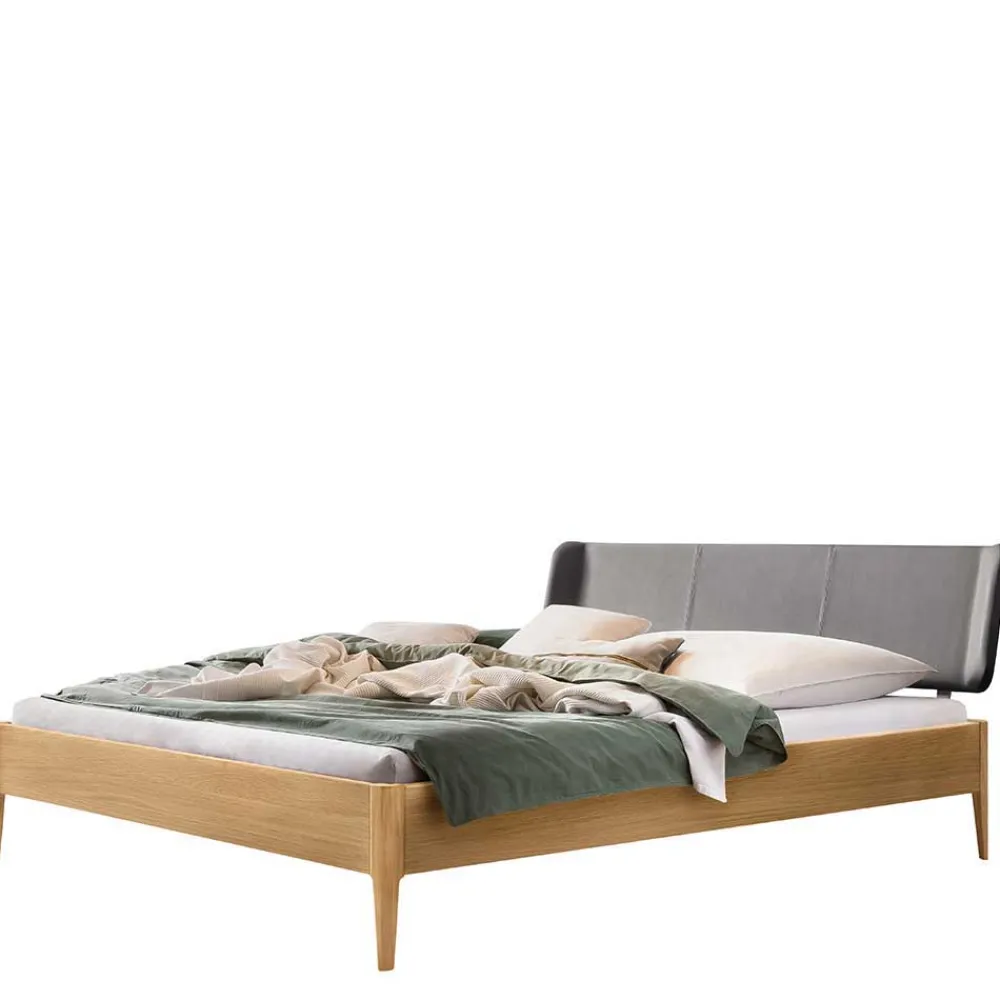 Wohnen Betten<Bett aus Massivholz Eiche Hell - Borna