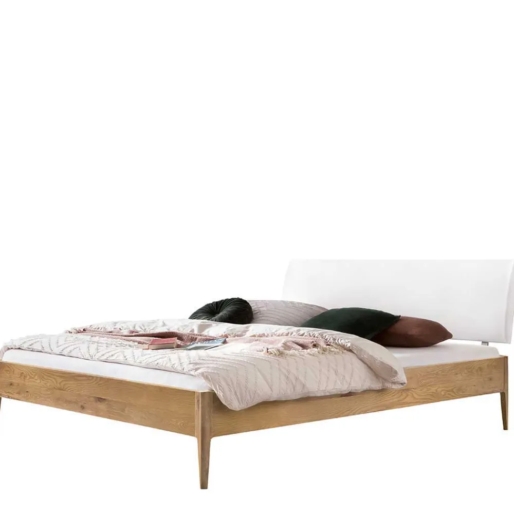Wohnen Betten<Bett aus Wildeiche Holz & Kunstleder - Vinessia