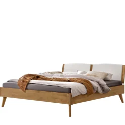 Wohnen Betten<Bett aus Wildeiche mit Kunstleder - Cubus