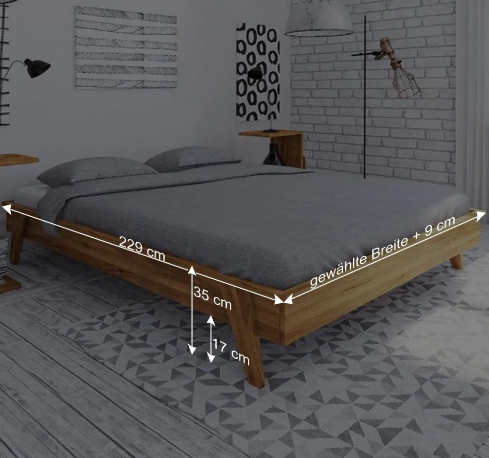 Wohnen Betten<Bett in Übergröße mit Nachttischen - Hardus (dreiteilig)