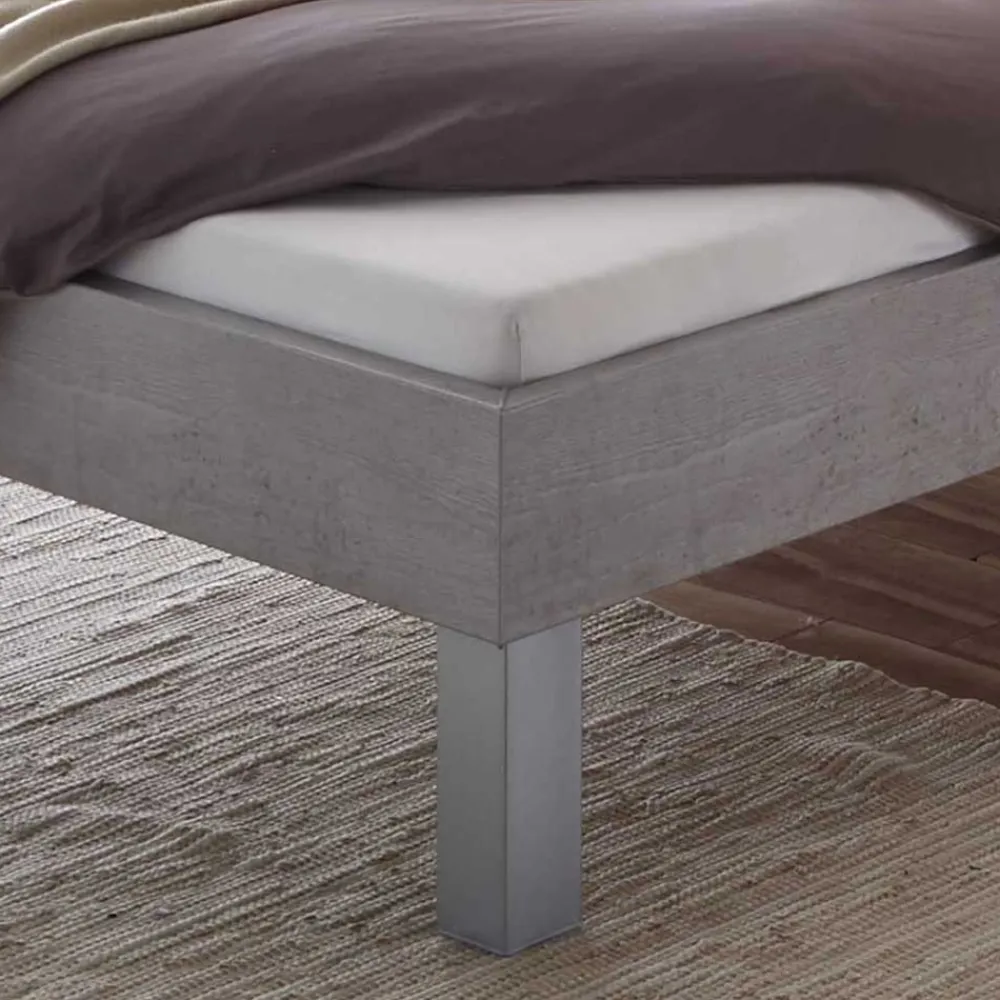 Wohnen Betten<Bett in Betonoptik mit Kopfteil Kissen - Rienas