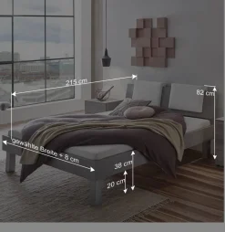 Wohnen Betten<Bett in Betonoptik mit Kopfteil Kissen - Rienas