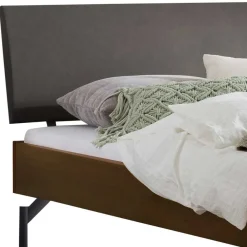 Wohnen Betten<Bett in Nussbaum Braun & Anthrazit - Ayero (dreiteilig)