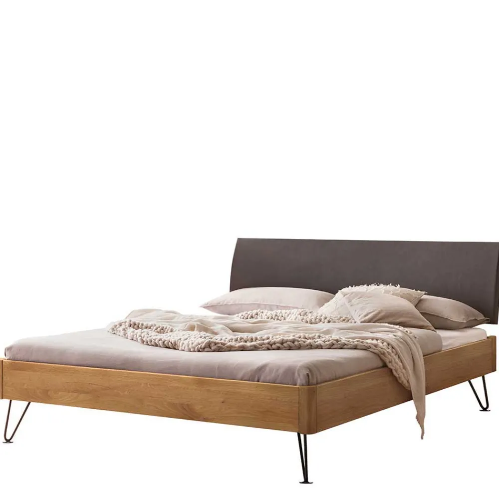 Wohnen Betten<Bett mit Kopfteil gepolstert Kunstleder Anthrazit - Catrizia