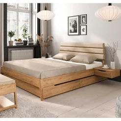 Wohnen Betten<Bett mit Nachtkonsolen aus Wildeiche - Grenadys (dreiteilig)