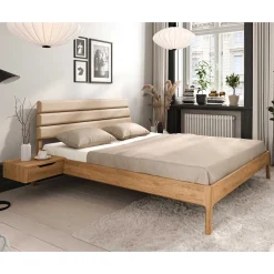 Wohnen Betten<Bett mit Nachtkonsolen aus Wildeiche - Grenadys (dreiteilig)