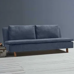 Wohnen Betten|Sofas<Bettcouch in Dunkelblau mit Eiche - Mattys