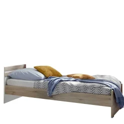 Wohnen Betten<Bettgestell in Eiche San Remo Dekor & Weiß - Abrud