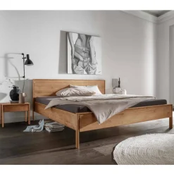 Wohnen Betten<Bettgestell und Nachtkommoden aus Holz - Waving (dreiteilig)
