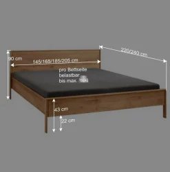 Wohnen Betten<Bettgestell und Nachtkommoden aus Holz - Waving (dreiteilig)