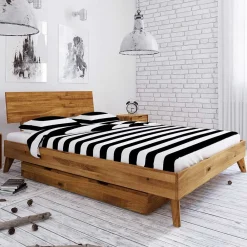 Wohnen Betten<Bettkasten Einzelbett aus Wildeiche Holz - Eavy II