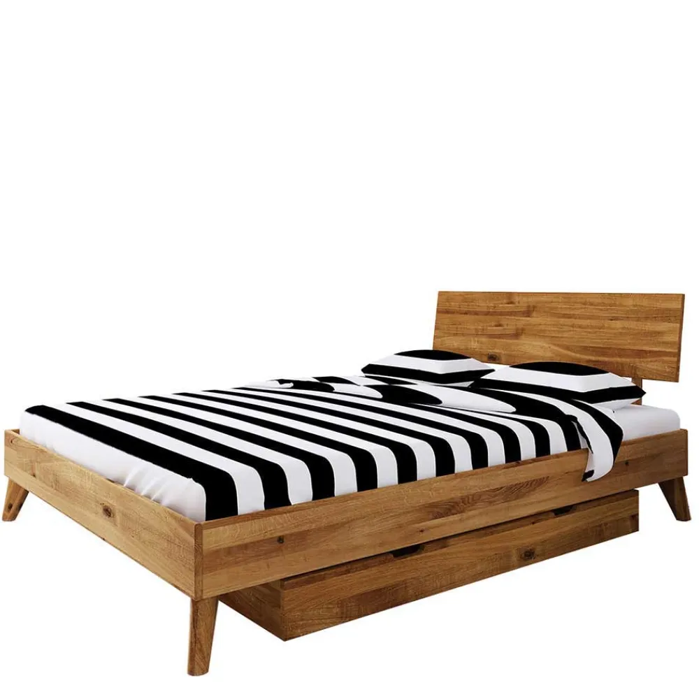 Wohnen Betten<Bettkasten Einzelbett aus Wildeiche Holz - Eavy II