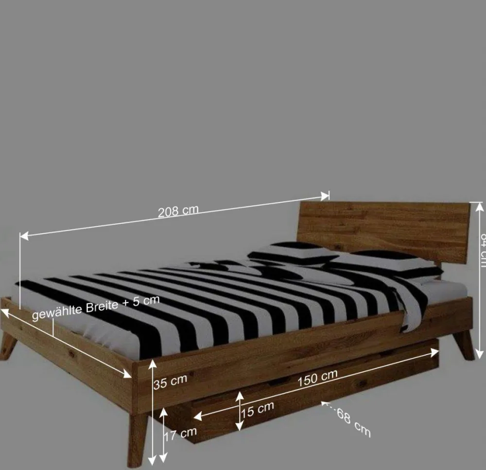 Wohnen Betten<Bettkasten Einzelbett aus Wildeiche Holz - Eavy II