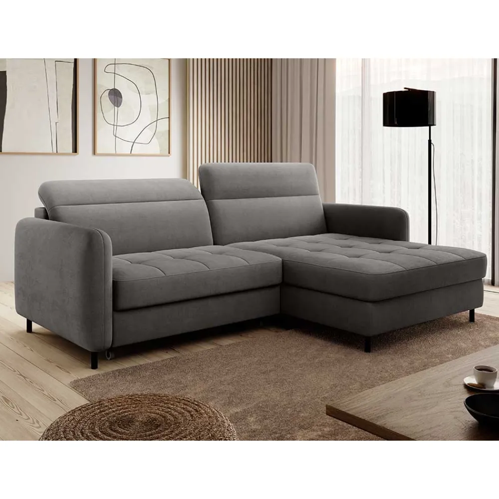 Wohnen Sofas<Bettsofa L-Couch in Grau Samtbezug - Lionel