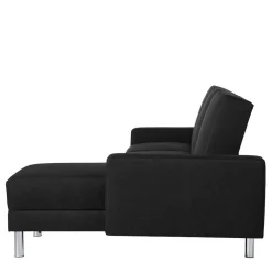 Wohnen Betten<Bettsofa mit Hocker in Schwarz mit Chrom - Farella (zweiteilig)