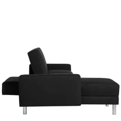 Wohnen Betten<Bettsofa mit Hocker in Schwarz mit Chrom - Farella (zweiteilig)