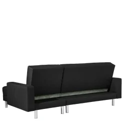 Wohnen Betten<Bettsofa mit Hocker in Schwarz mit Chrom - Farella (zweiteilig)