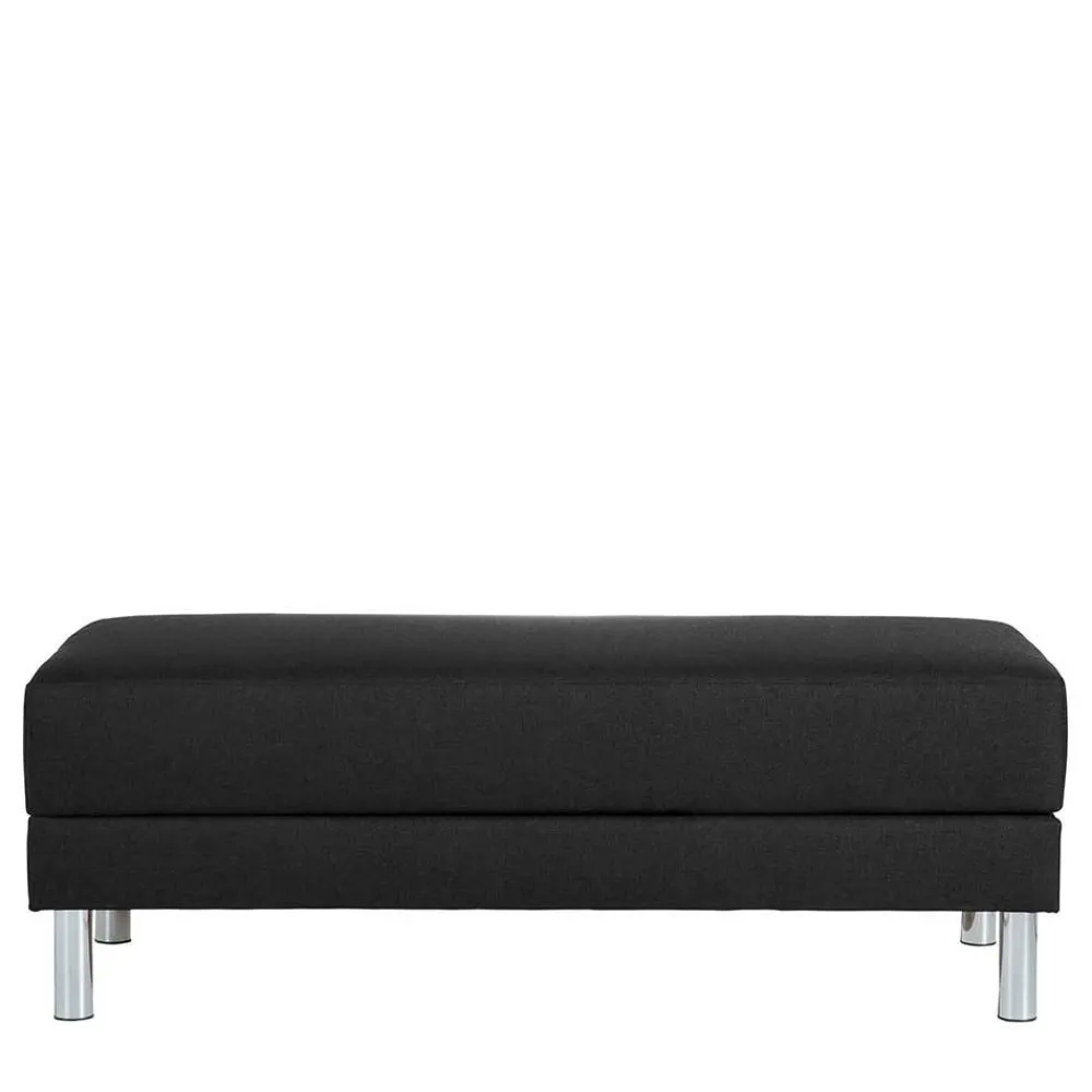 Wohnen Betten<Bettsofa mit Hocker in Schwarz mit Chrom - Farella (zweiteilig)