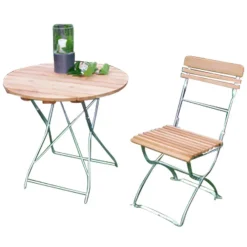 Wohnen Sitzgruppe<Biergarten Garnitur für 2 Personen Riumana mit Klapptisch rund (dreiteilig)