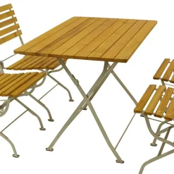 Wohnen Sitzgruppe<Biergarten Gartengarnitur aus Robinie & Stahl - Haita (fünfteilig)